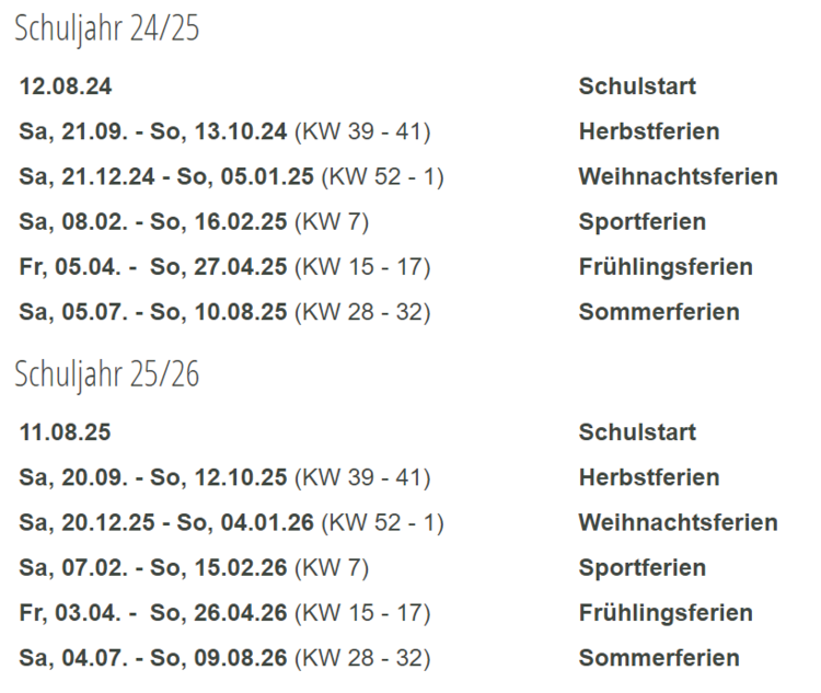 Ferienplan